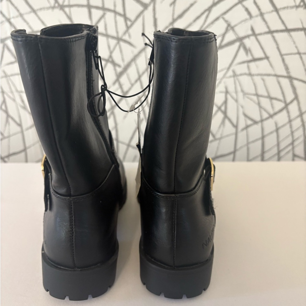 Nautica Black Moto Boots with Gold Buckle - Picture 3 of 8